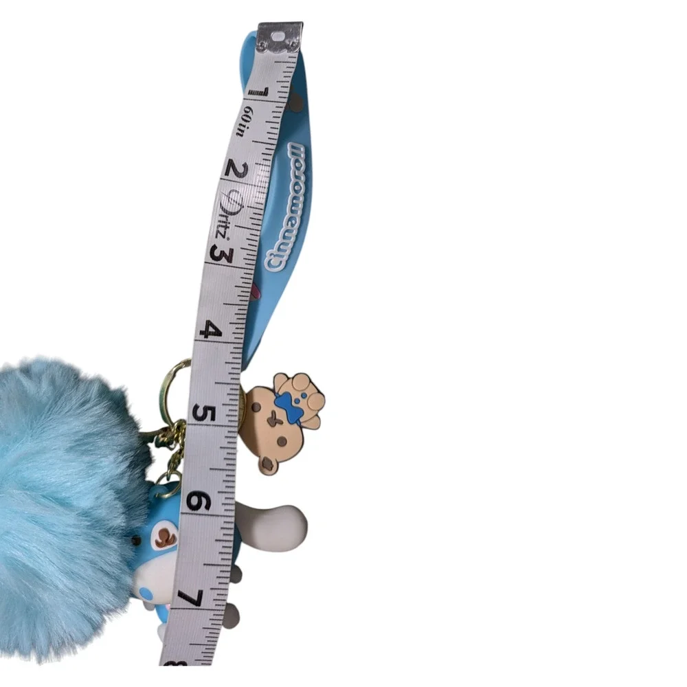 Hello Kitty And Friends - Cinnamoroll - Blue Fluffy PomPom Keychain - Brand New